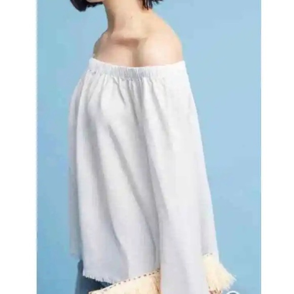 Anthropologie Cloth and Stone Textured White Off Shoulder Top - Picture 5 of 9